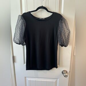 Kim & Cami Polka Dot Organza Sleeve Top Size Large